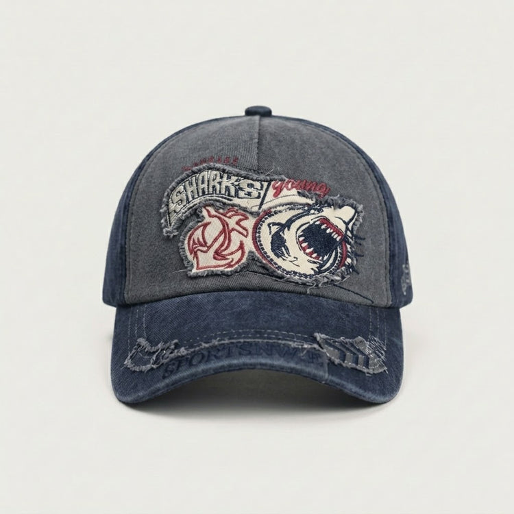 Blue Shark Attack Vintage Distressed Cap