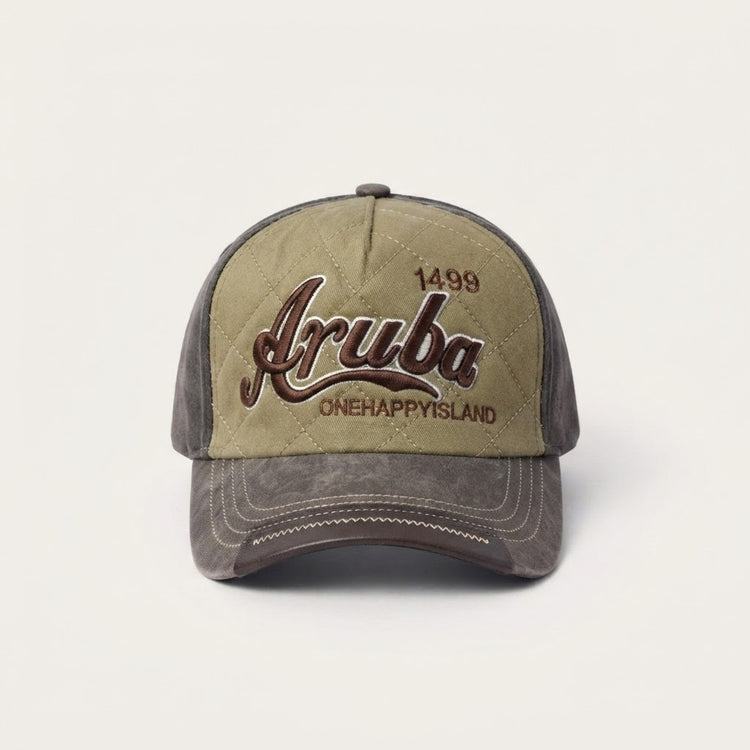 Beige Embroidered Baseball Cap