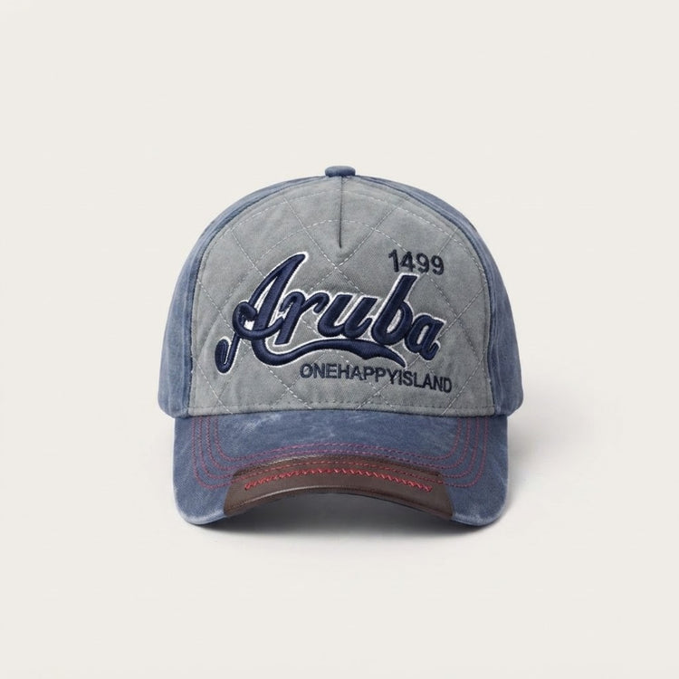 Washed Blue Embroidered Baseball Cap