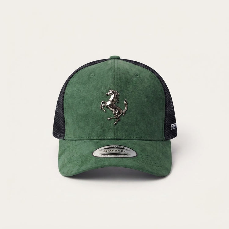 Olive Green Suede Trucker Cap