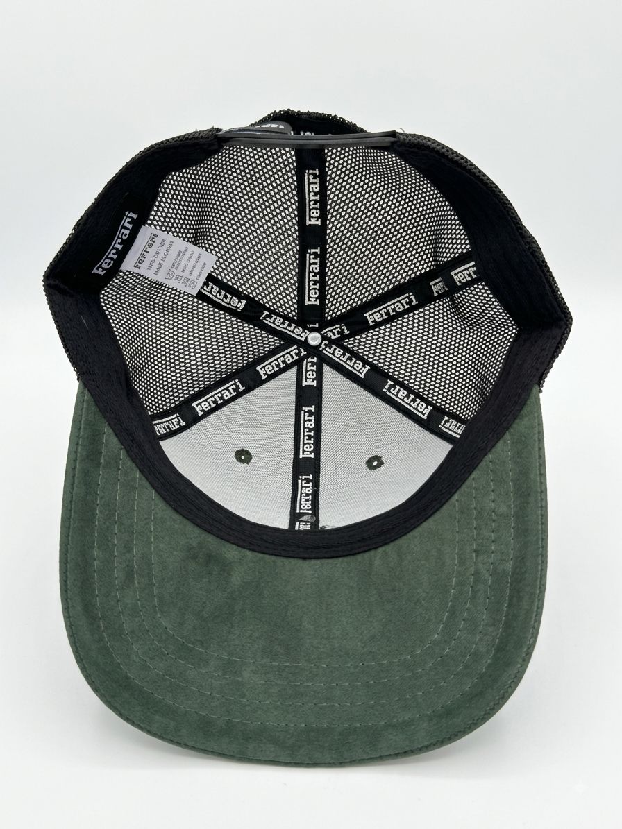 Olive Green Suede Trucker Cap