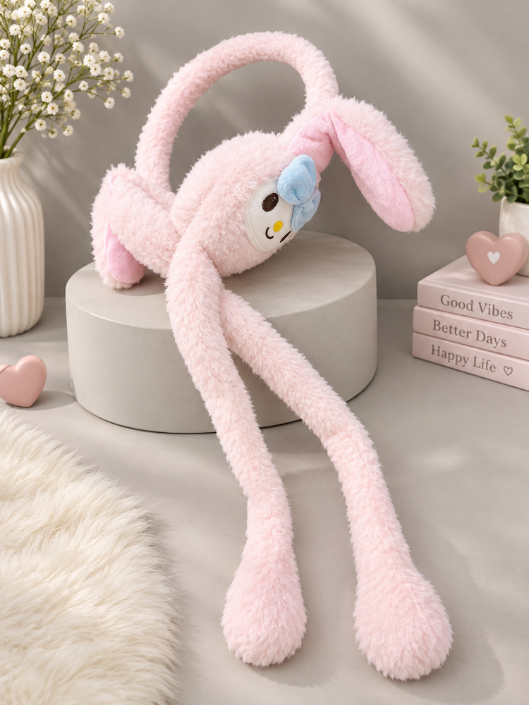 Cute Pink Airbag Movable Rabbit Earmuffs